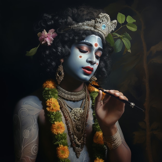 Foto gratuita representación fotorrealista de la deidad krishna