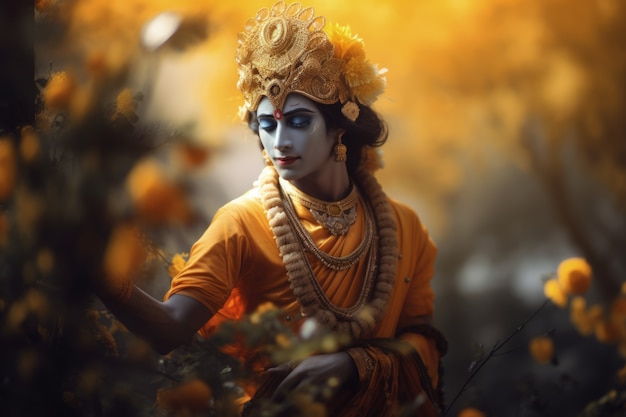 Foto gratuita representación fotorrealista de la deidad krishna