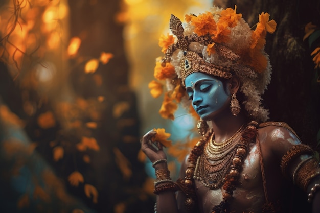 Representación fotorrealista de la deidad Krishna