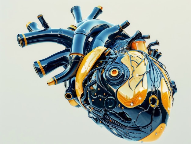 Representación futurista del corazón humano robótico