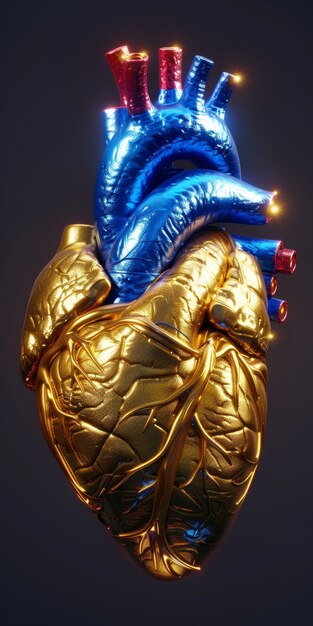Representación futurista del corazón humano robótico
