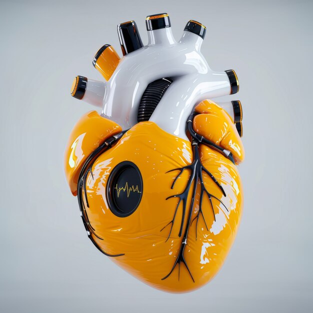 Representación futurista del corazón humano robótico