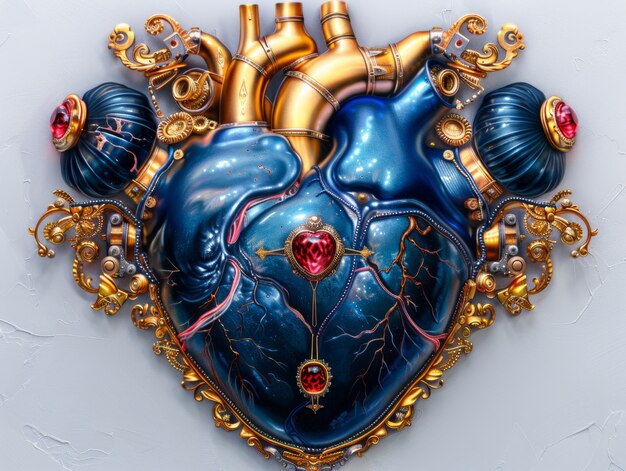 Representación futurista del corazón humano robótico