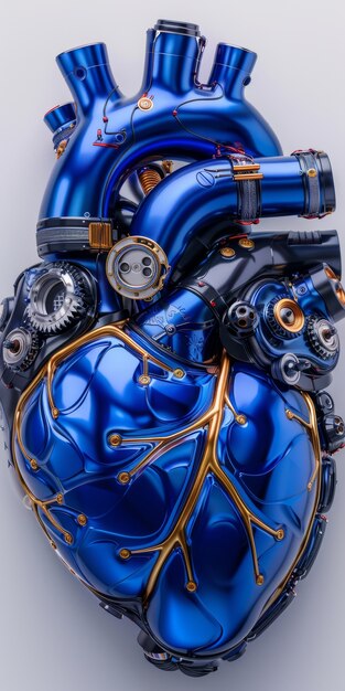Representación futurista del corazón humano robótico