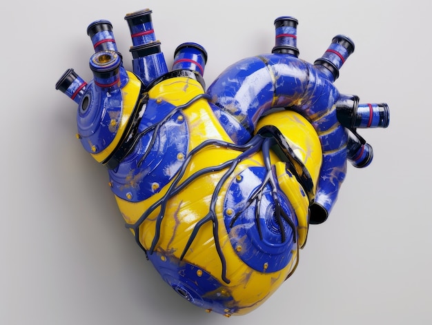 Representación futurista del corazón humano robótico