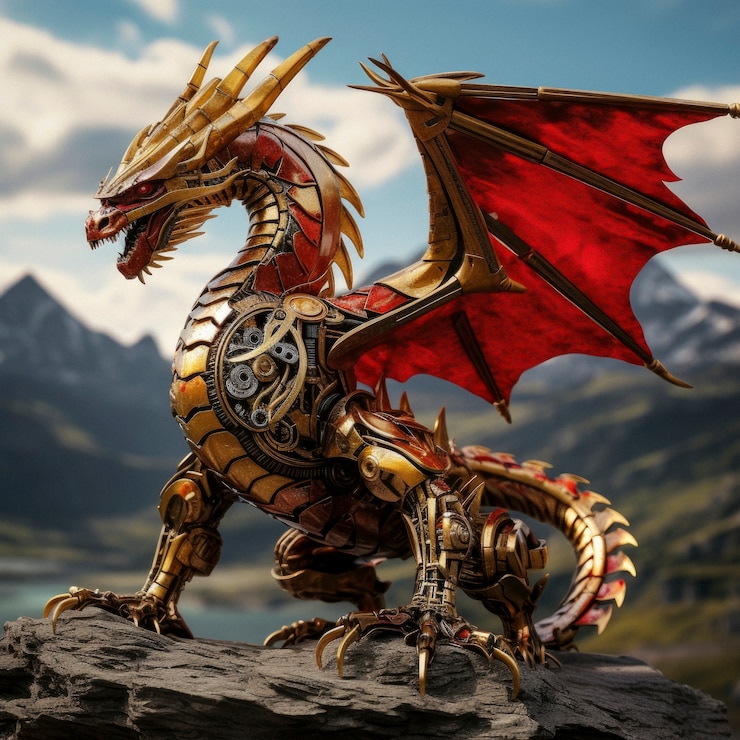 Foto gratuito representación futurista de la criatura del dragón
