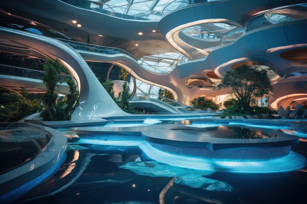 Foto gratuita representación futurista de un parque acuático