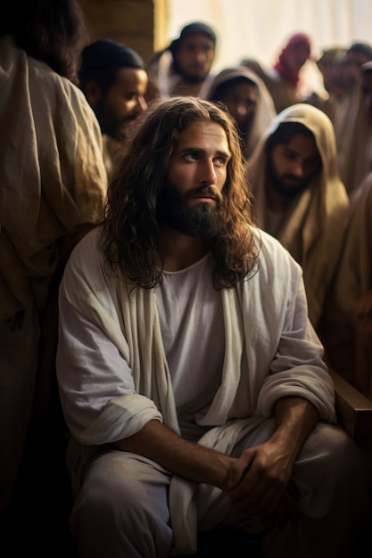 Foto gratuita representación de jesús de la religión cristiana con otras personas