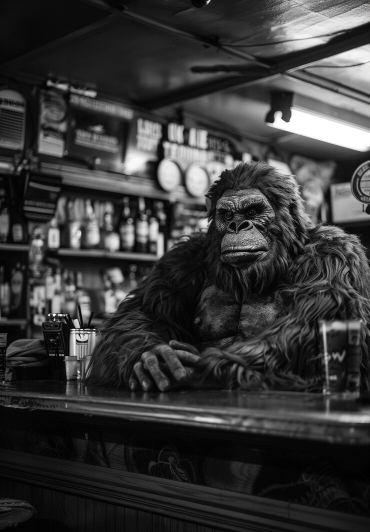 Foto gratuito representación monocromática de una bestia peluda o un sasquatch