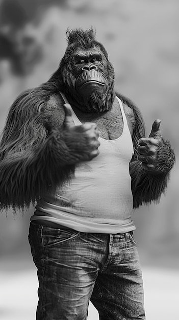 Representación monocromática de una bestia peluda o un sasquatch