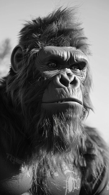 Representación monocromática de una bestia peluda o un sasquatch