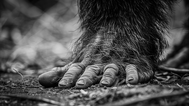 Foto gratuita representación monocromática de una bestia peluda o un sasquatch