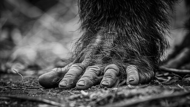 Representación monocromática de una bestia peluda o un sasquatch