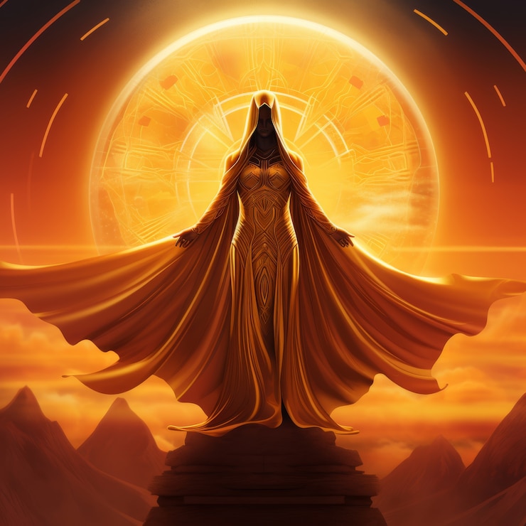 Foto gratuito representación radiante de la diosa del sol femenina empoderada