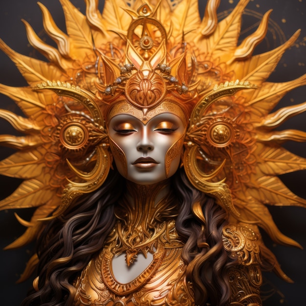 Representación radiante de la diosa del sol femenina empoderada