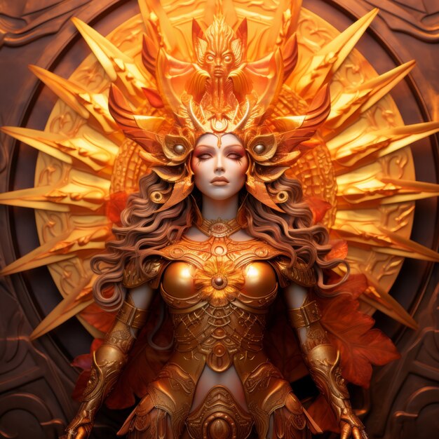 Representación radiante de la diosa del sol femenina empoderada