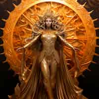 Foto gratuita representación radiante de la diosa del sol femenina empoderada