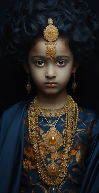 Foto gratuita representación tridimensional de krishna, la deidad hindú y el avatar