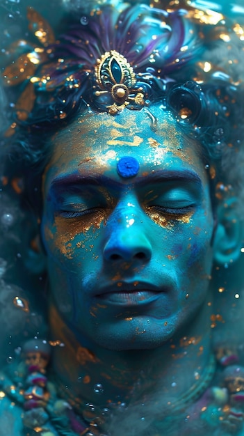 Foto gratuita representación tridimensional de krishna, la deidad hindú y el avatar