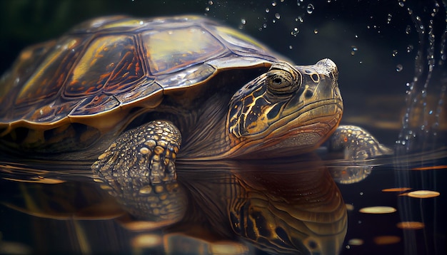 Foto gratuita reptil lento se arrastra belleza de la naturaleza bajo el agua exhibida generada por ia