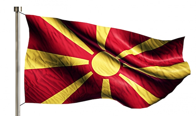 República de Macedonia Bandera Nacional aislado 3D Fondo blanco