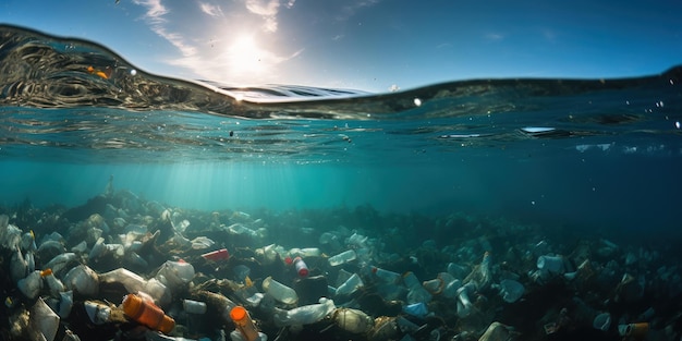 Foto gratuita los residuos plásticos se acumulan en silencio en el océano sin ser notados por la vida marina