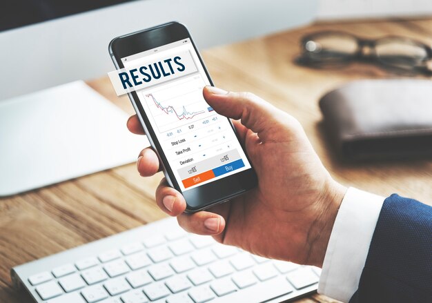 Resultados de la bolsa de valores de comercio de acciones concepto de acciones de Forex