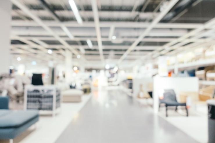 Foto gratuito resumen borroso muebles decoración y almacén de tienda
