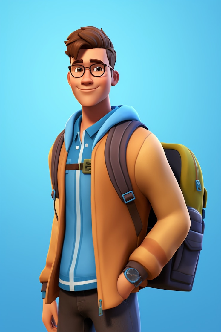 Foto gratuito retrato 3d de un adolescente de secundaria