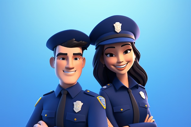 retrato 3d de agentes de policía