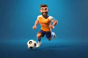 Foto gratuita retrato 3d del jugador de fútbol