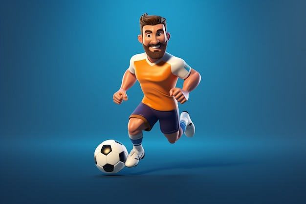 retrato 3d del jugador de fútbol