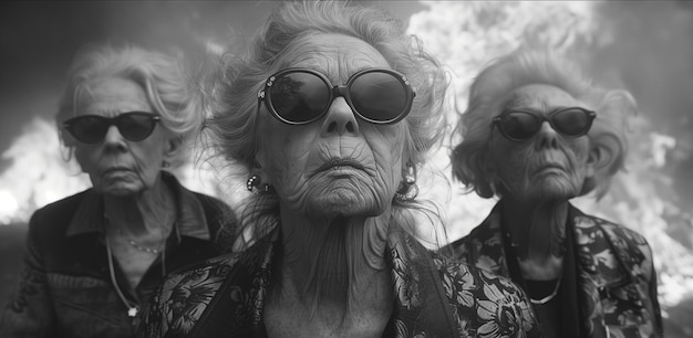 Foto gratuita el retrato de las abuelas rebeldes