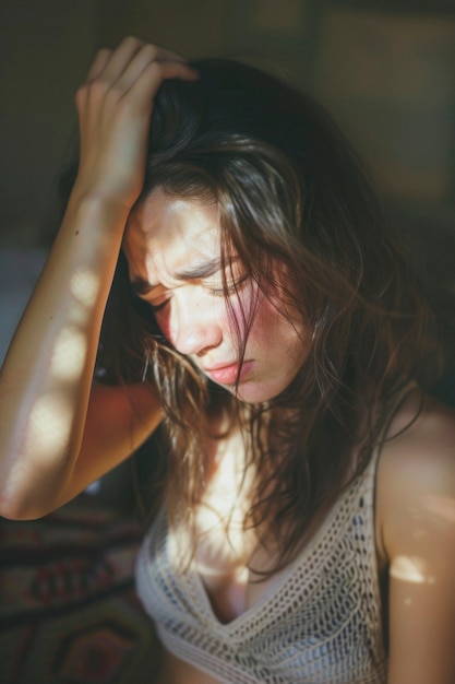 Foto gratuita retrato de un adolescente que sufre de resaca