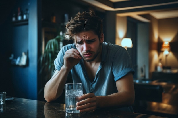 Foto gratuita retrato de un adolescente que sufre de resaca