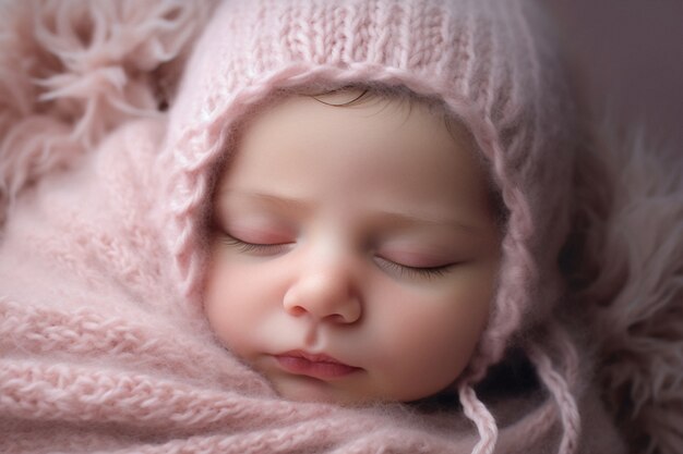 Retrato de un adorable bebé recién nacido durmiendo