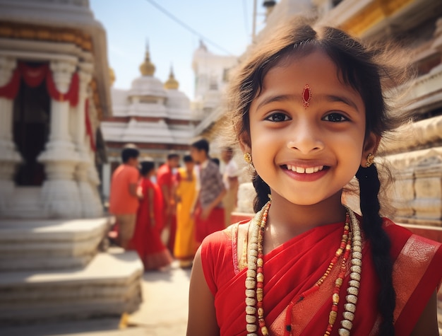 Retrato de adorable niña india