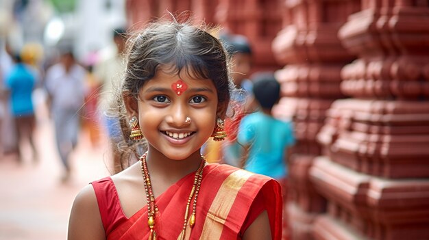 Retrato de adorable niña india