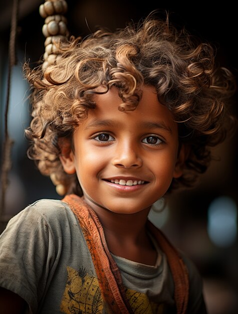 Retrato de adorable niño indio
