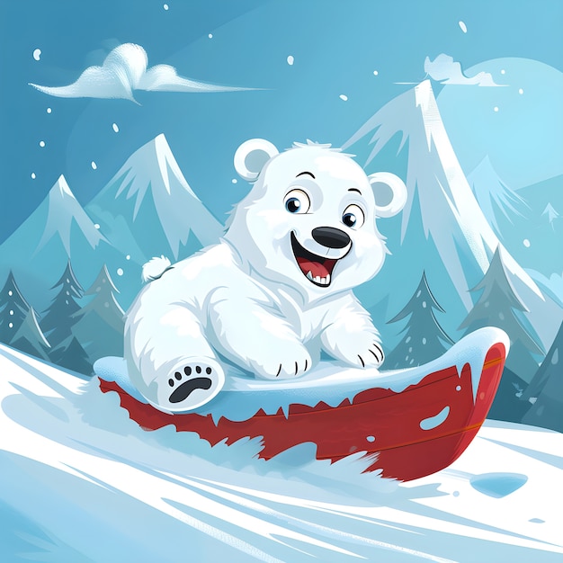 Retrato del adorable oso polar blanco con nieve