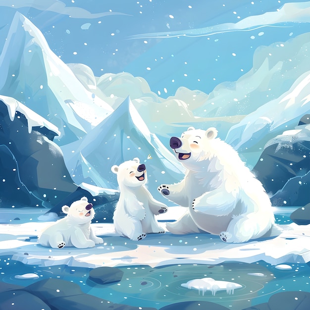 Foto gratuita retrato del adorable oso polar blanco con nieve