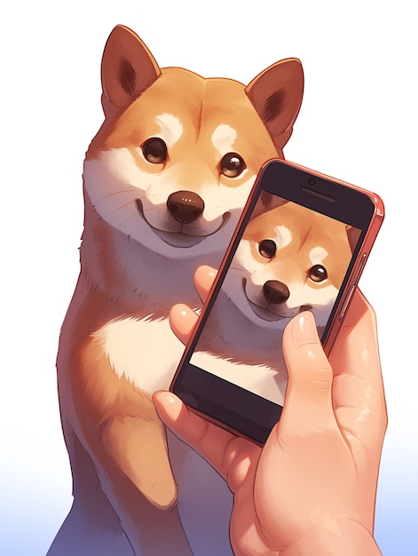 Foto gratuita retrato de un adorable perro de anime