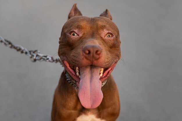 Retrato de adorable perro pitbull