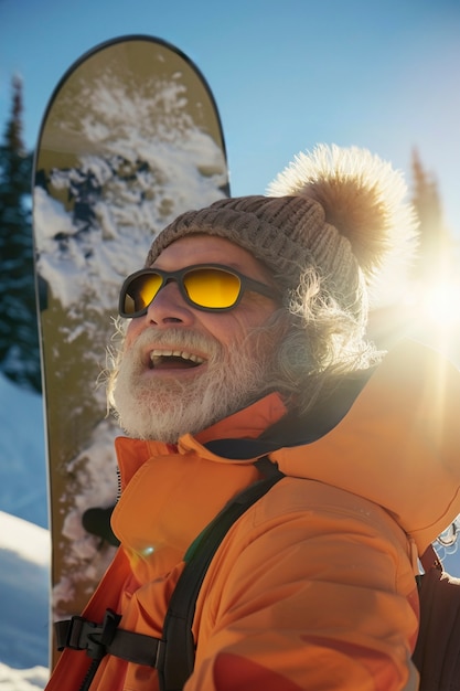 Foto gratuita retrato de un adulto haciendo snowboard