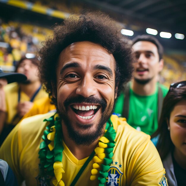 Retrato de un aficionado al fútbol disfrutando del partido