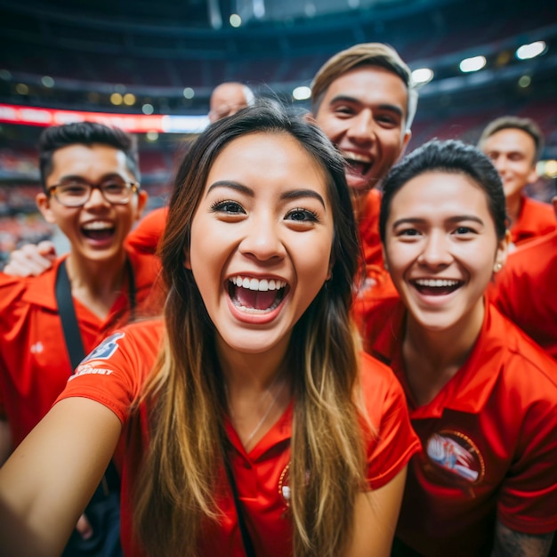 Foto gratuita retrato de aficionados al fútbol disfrutando del partido