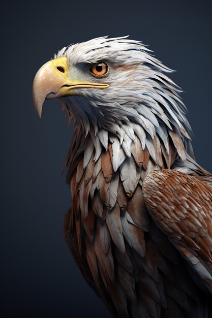 Retrato de águila en 3D