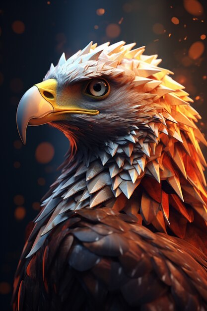 Retrato de águila en 3D