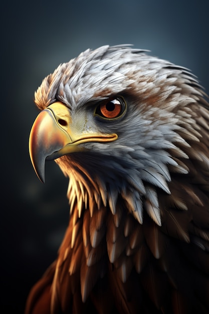 Retrato de águila en 3D