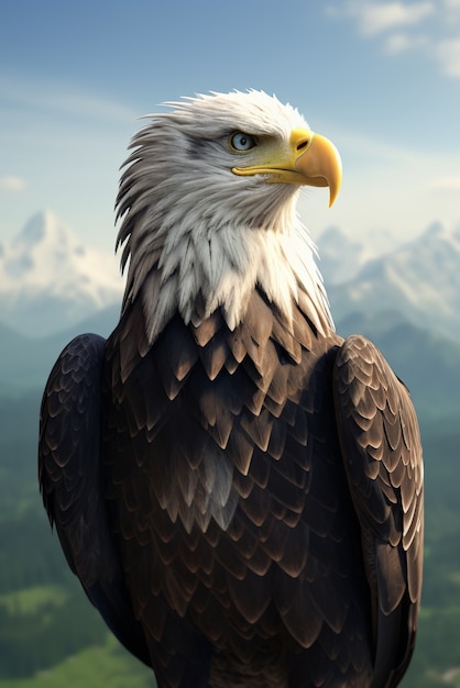 Retrato de águila en 3D